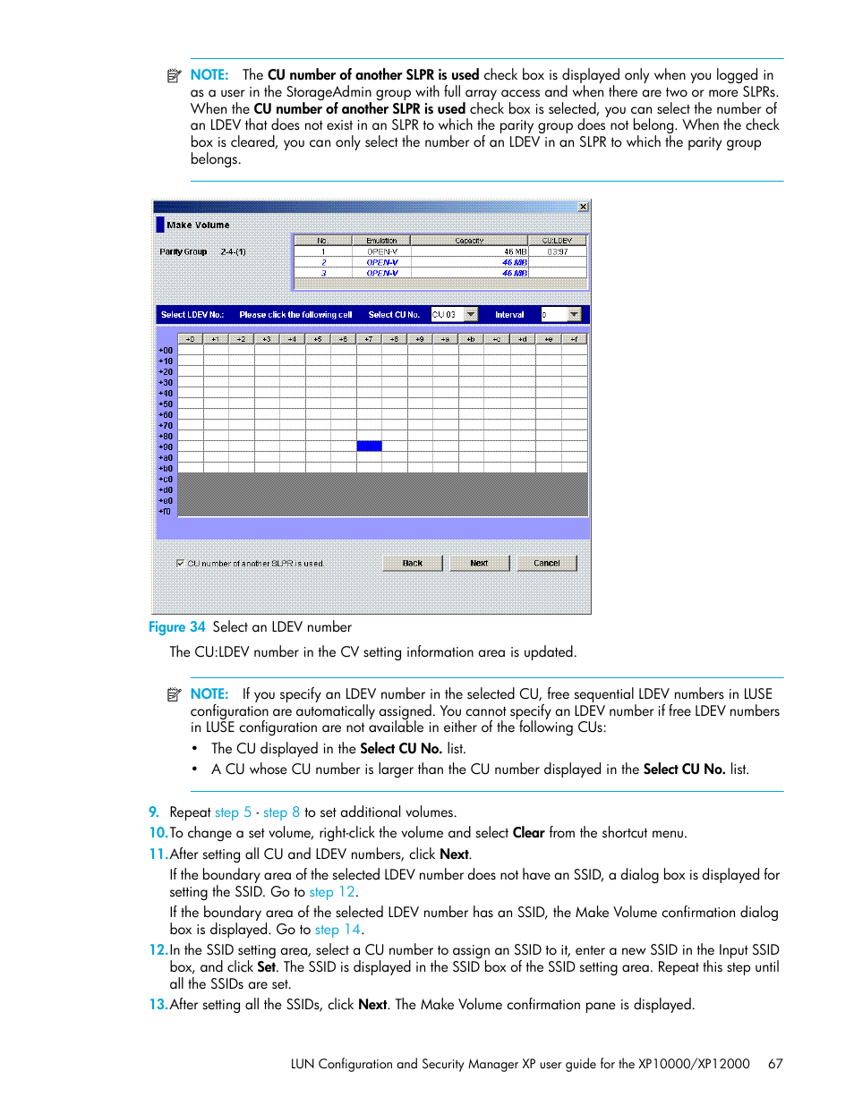 Figure 34 select an ldev number, 34 select an ldev number | HP XP LUN Configuration and Security Manager Software User Manual | Page 67 / 84
