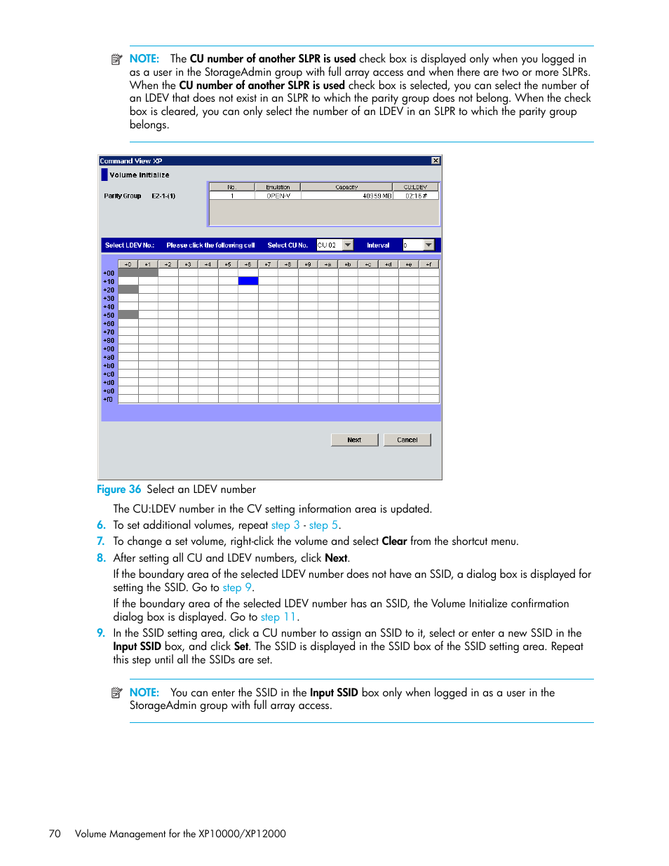 Figure 36 select an ldev number, 36 select an ldev number | HP XP LUN Configuration and Security Manager Software User Manual | Page 70 / 84