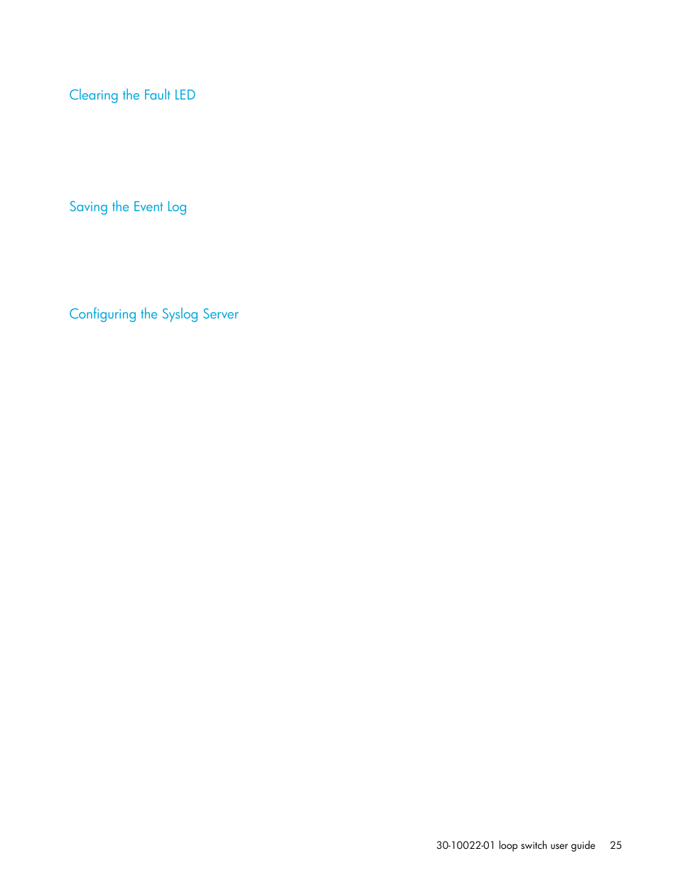 Clearing the fault led, Saving the event log, Configuring the syslog server | HP Storage EVA Capacity Upgrades User Manual | Page 25 / 54