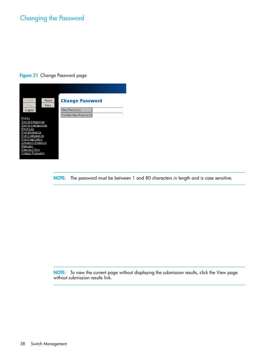 Changing the password, For a | HP Storage EVA Capacity Upgrades User Manual | Page 38 / 54