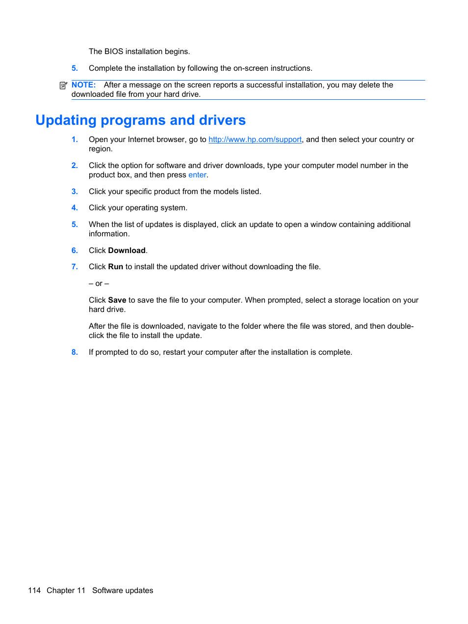 Updating programs and drivers | HP 421 Notebook-PC User Manual | Page 126 / 157