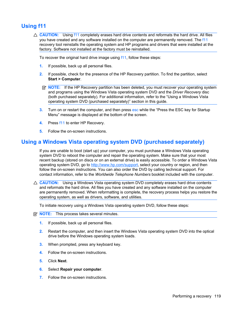 Using f11 | HP 421 Notebook-PC User Manual | Page 131 / 157