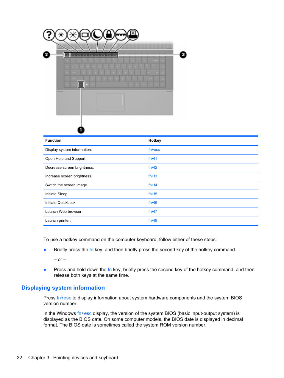 Displaying system information | HP 421 Notebook-PC User Manual | Page 44 / 157