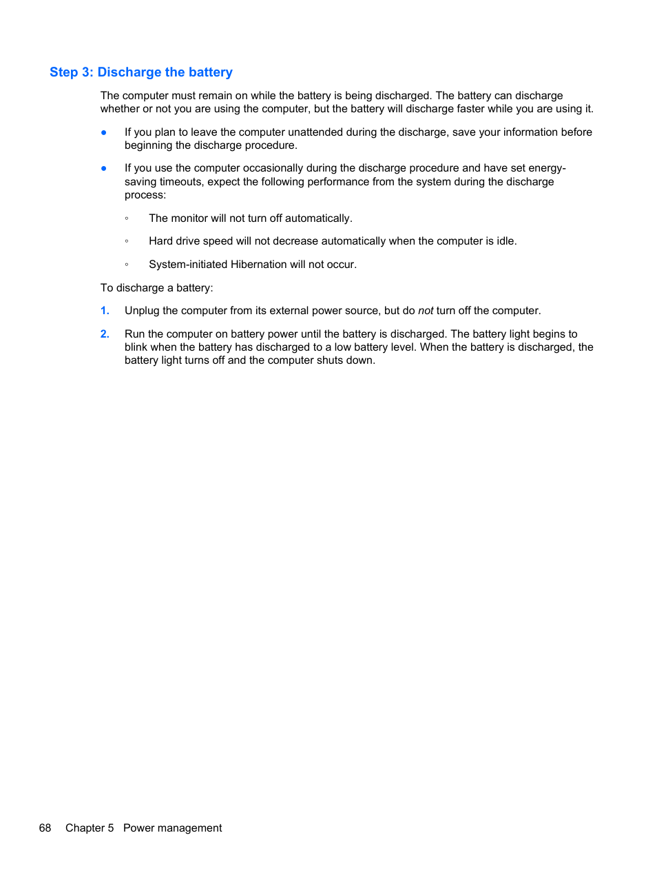 Step 3: discharge the battery | HP 421 Notebook-PC User Manual | Page 80 / 157