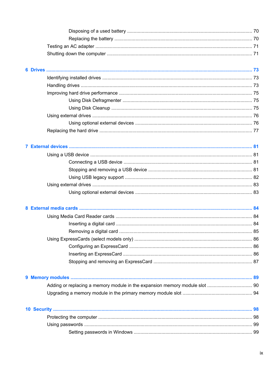 HP 421 Notebook-PC User Manual | Page 9 / 157