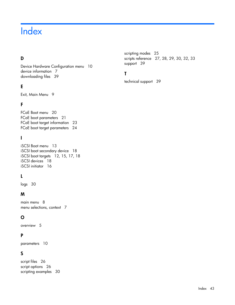 Index | HP Ethernet 10Gb 2-port 530T Adapter User Manual | Page 43 / 43