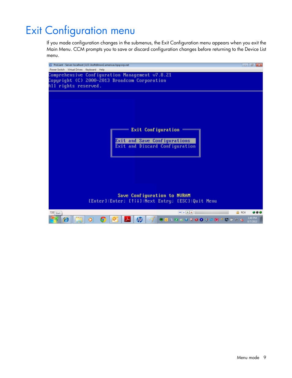 Exit configuration menu | HP Ethernet 10Gb 2-port 530T Adapter User Manual | Page 9 / 43