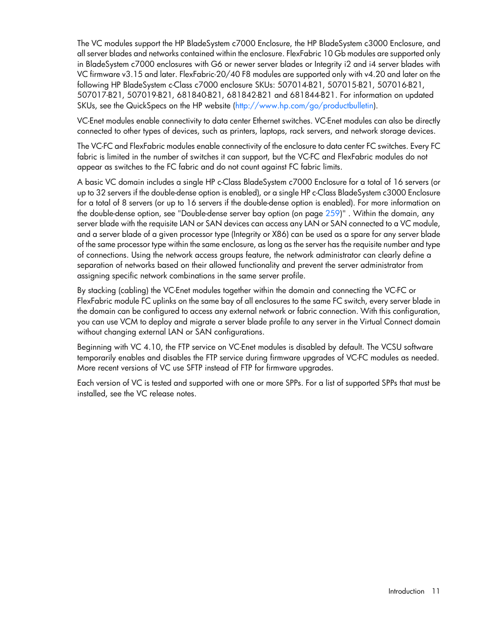 HP Virtual Connect 8Gb 20-port Fibre Channel Module for c-Class BladeSystem User Manual | Page 11 / 317