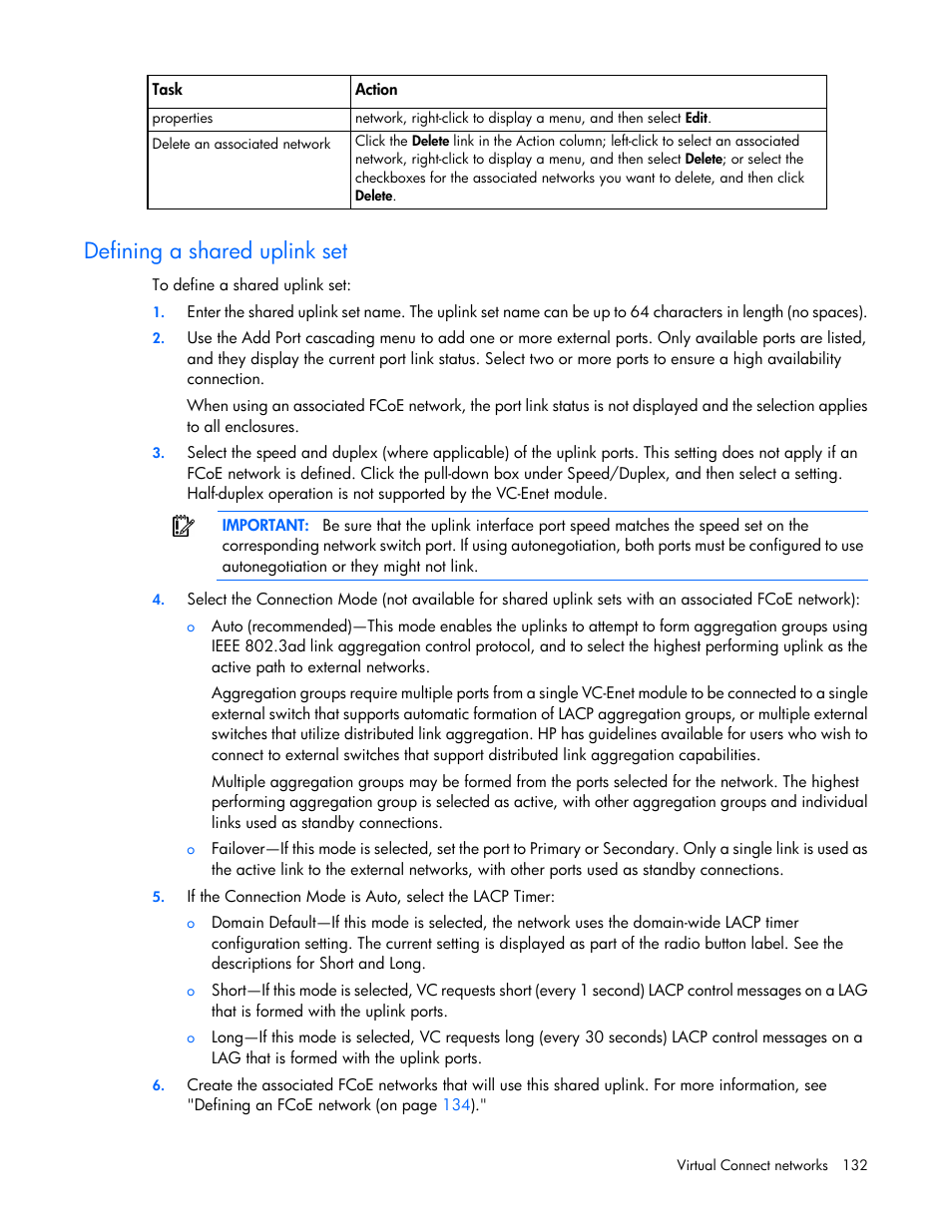 Defining a shared uplink set | HP Virtual Connect 8Gb 20-port Fibre Channel Module for c-Class BladeSystem User Manual | Page 132 / 317