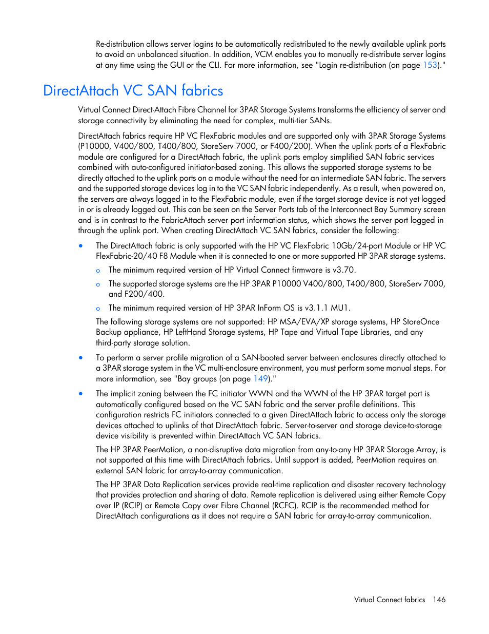 Directattach vc san fabrics | HP Virtual Connect 8Gb 20-port Fibre Channel Module for c-Class BladeSystem User Manual | Page 146 / 317