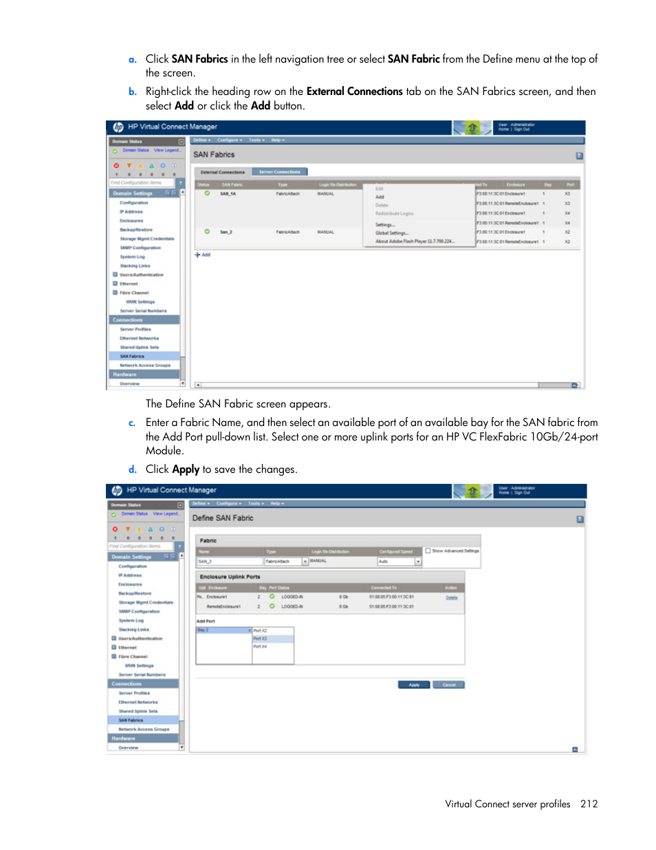 HP Virtual Connect 8Gb 20-port Fibre Channel Module for c-Class BladeSystem User Manual | Page 212 / 317