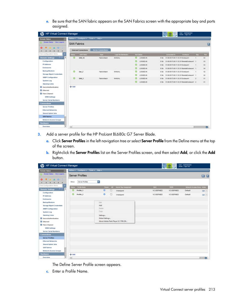 HP Virtual Connect 8Gb 20-port Fibre Channel Module for c-Class BladeSystem User Manual | Page 213 / 317