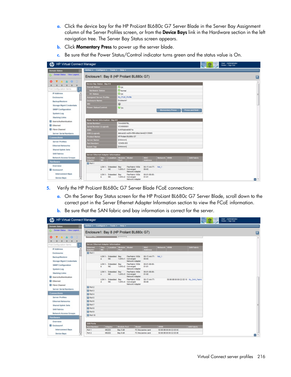 HP Virtual Connect 8Gb 20-port Fibre Channel Module for c-Class BladeSystem User Manual | Page 216 / 317