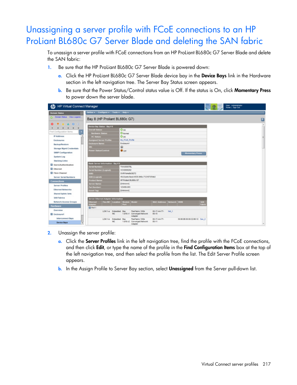 HP Virtual Connect 8Gb 20-port Fibre Channel Module for c-Class BladeSystem User Manual | Page 217 / 317