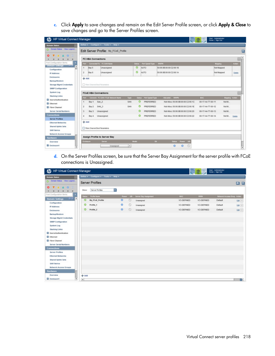 HP Virtual Connect 8Gb 20-port Fibre Channel Module for c-Class BladeSystem User Manual | Page 218 / 317