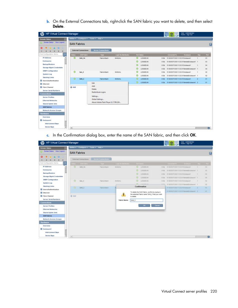 HP Virtual Connect 8Gb 20-port Fibre Channel Module for c-Class BladeSystem User Manual | Page 220 / 317