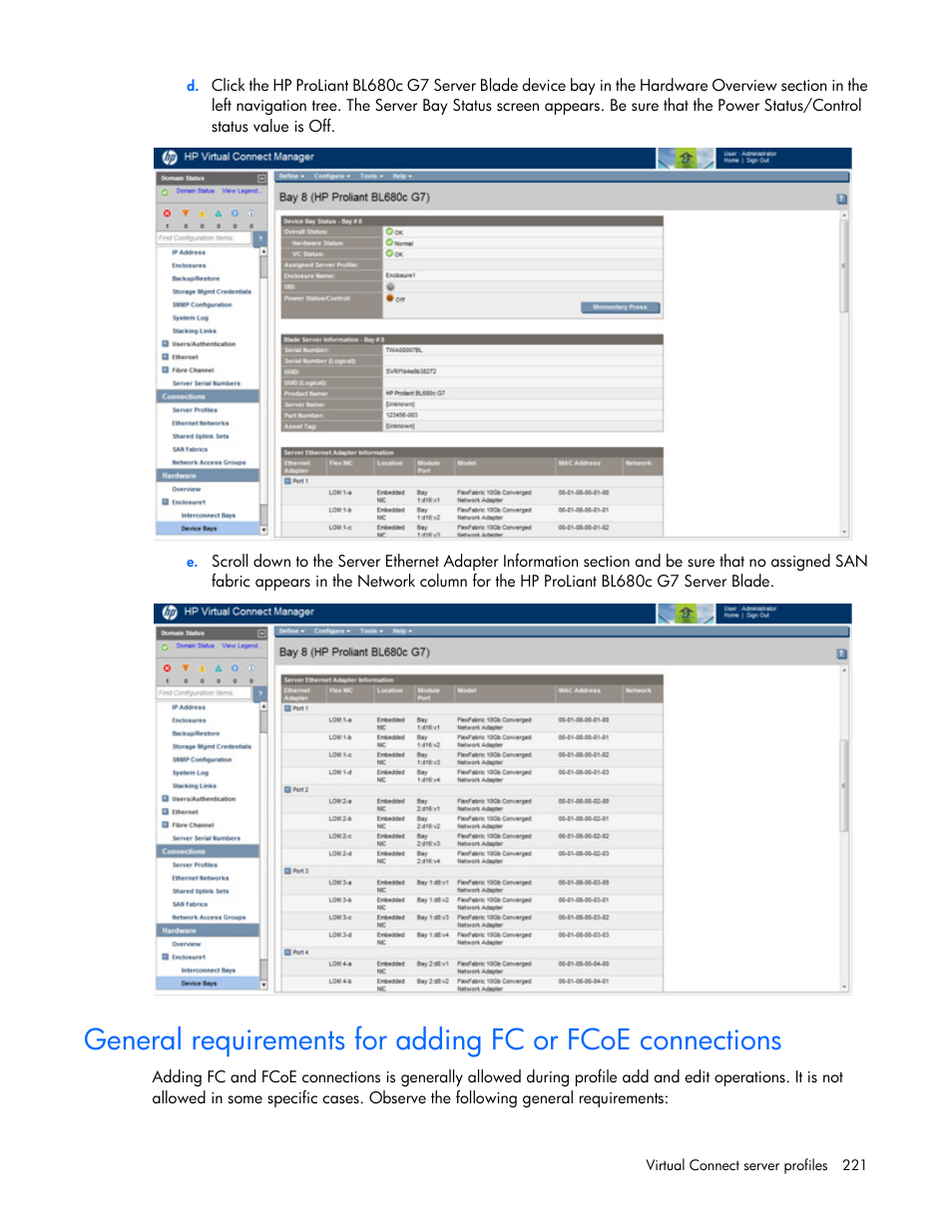 HP Virtual Connect 8Gb 20-port Fibre Channel Module for c-Class BladeSystem User Manual | Page 221 / 317