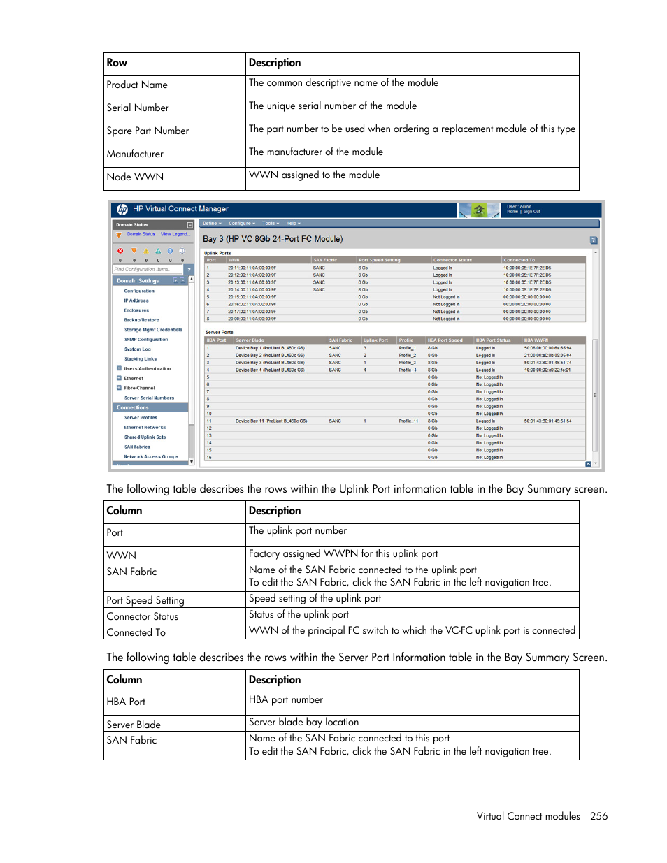 HP Virtual Connect 8Gb 20-port Fibre Channel Module for c-Class BladeSystem User Manual | Page 256 / 317