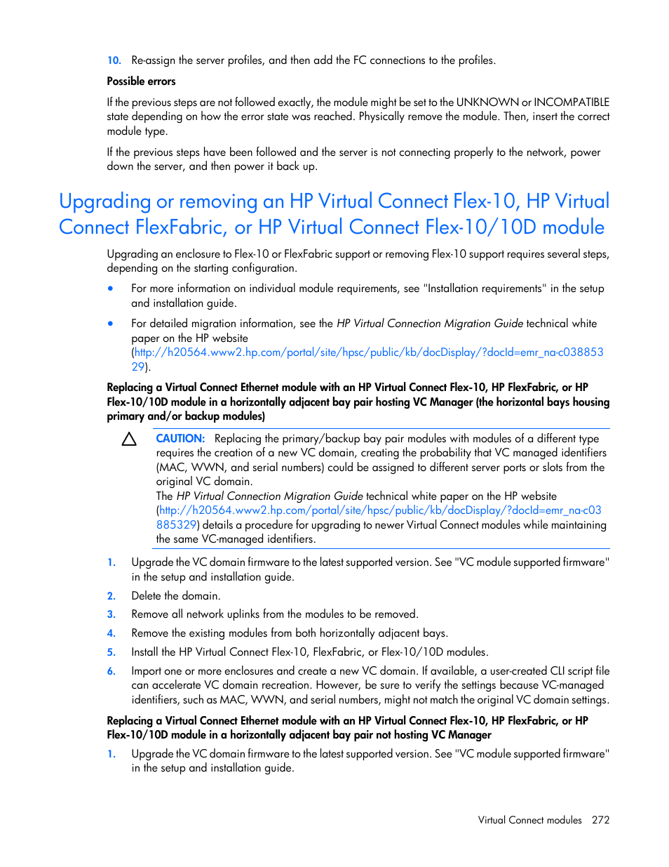 HP Virtual Connect 8Gb 20-port Fibre Channel Module for c-Class BladeSystem User Manual | Page 272 / 317