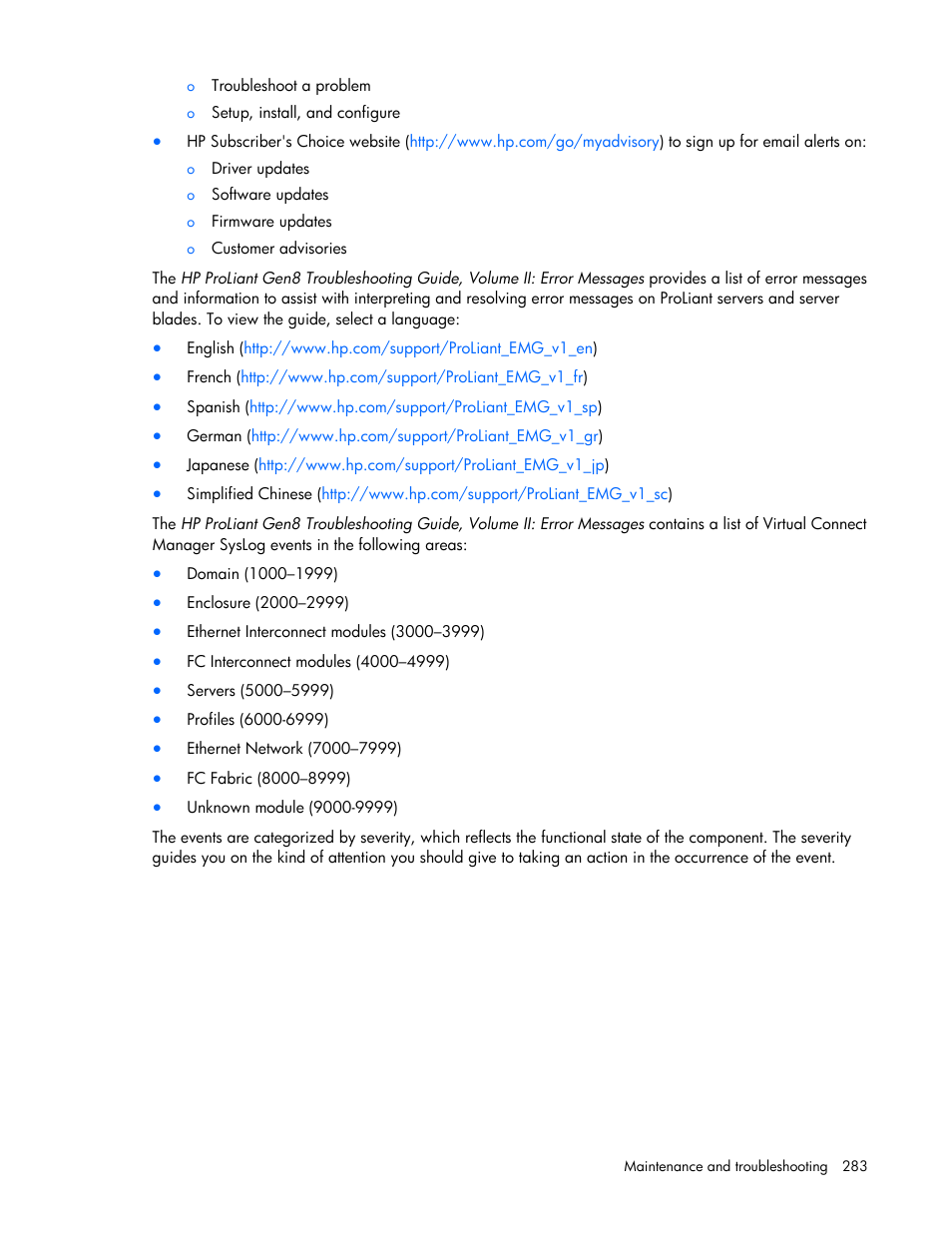 HP Virtual Connect 8Gb 20-port Fibre Channel Module for c-Class BladeSystem User Manual | Page 283 / 317