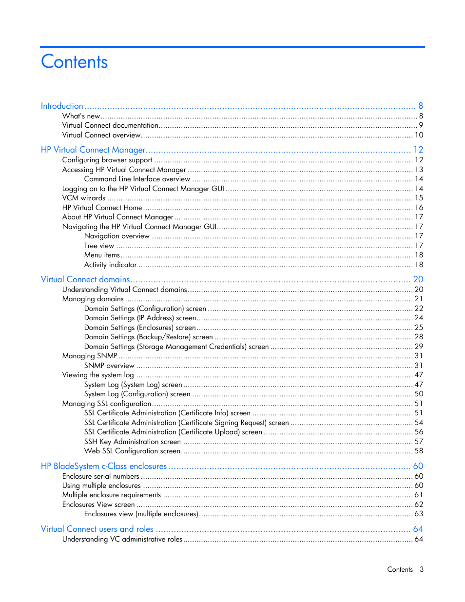 HP Virtual Connect 8Gb 20-port Fibre Channel Module for c-Class BladeSystem User Manual | Page 3 / 317