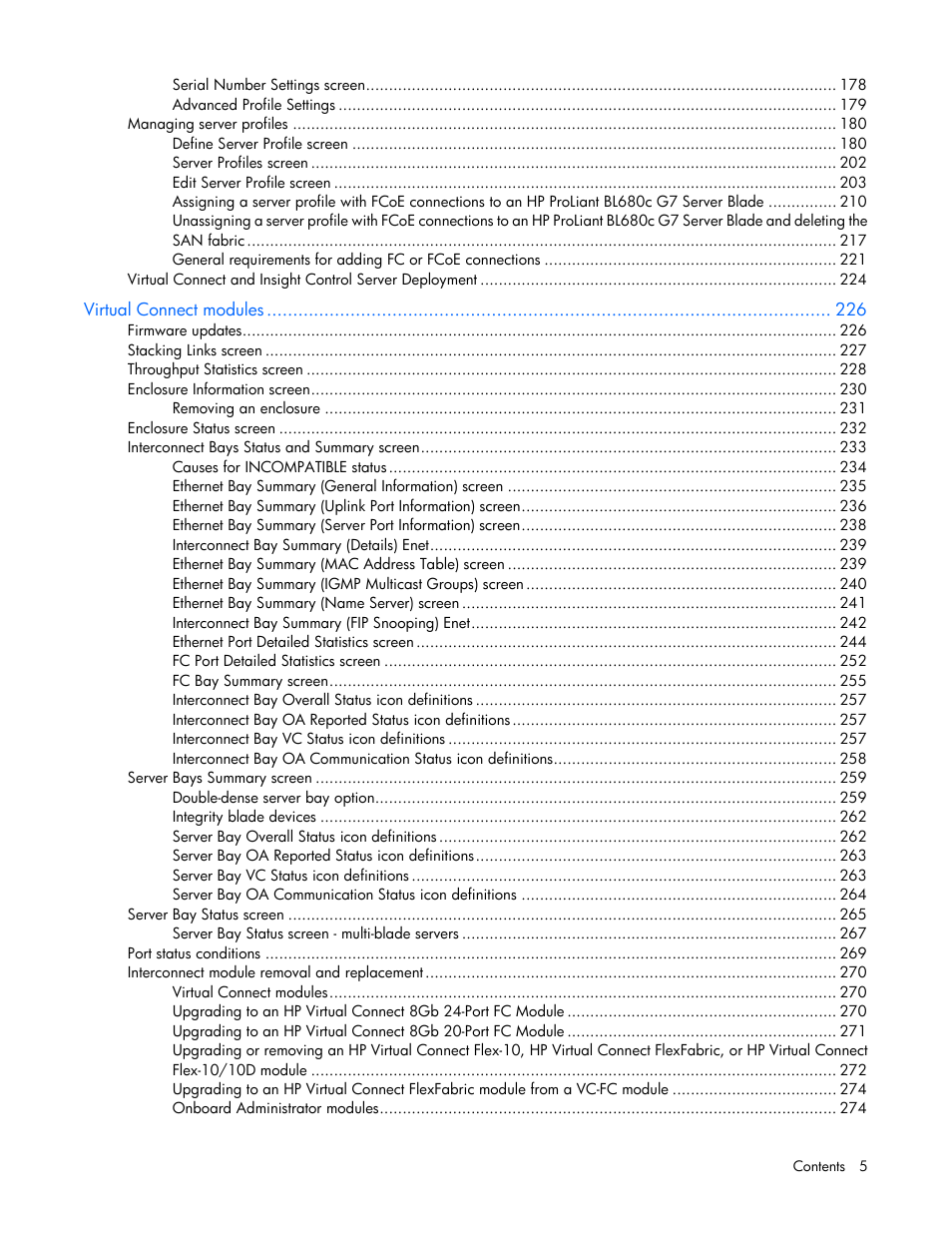 HP Virtual Connect 8Gb 20-port Fibre Channel Module for c-Class BladeSystem User Manual | Page 5 / 317