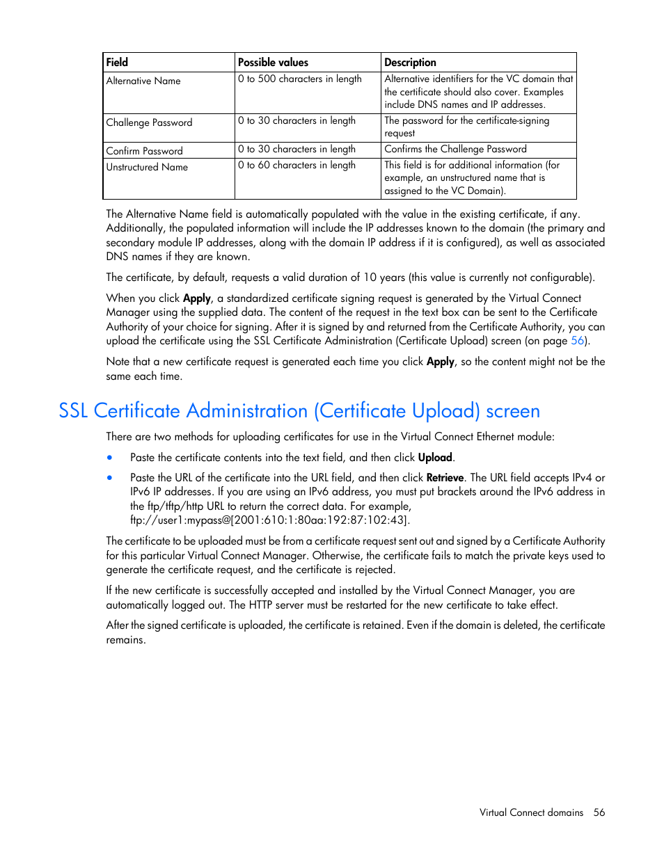 HP Virtual Connect 8Gb 20-port Fibre Channel Module for c-Class BladeSystem User Manual | Page 56 / 317