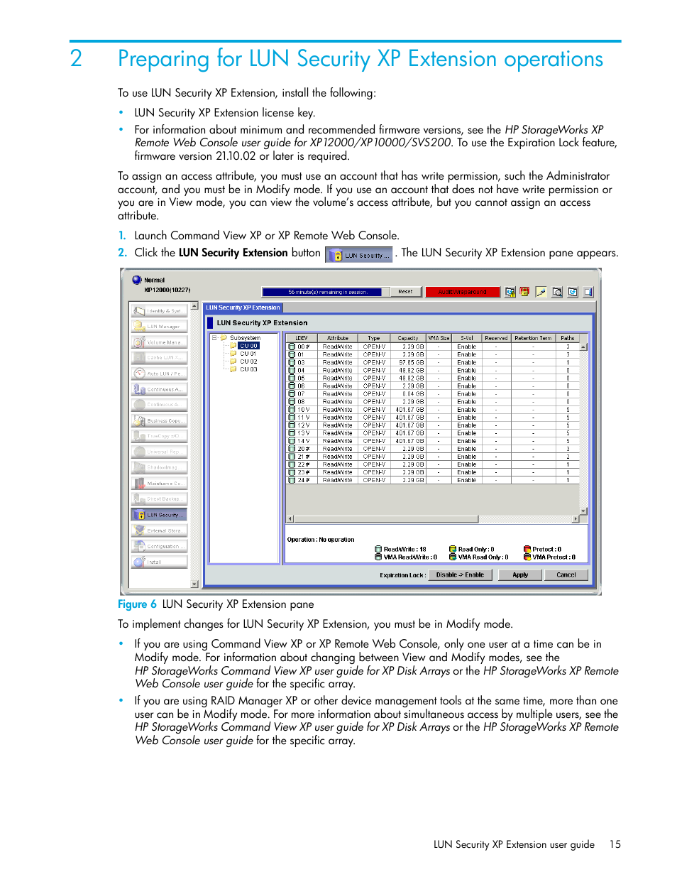 Preparing for lun security xp extension operations, Figure 6 lun security xp extension pane, 6 lun security xp extension pane | HP StorageWorks XP Remote Web Console Software User Manual | Page 15 / 34