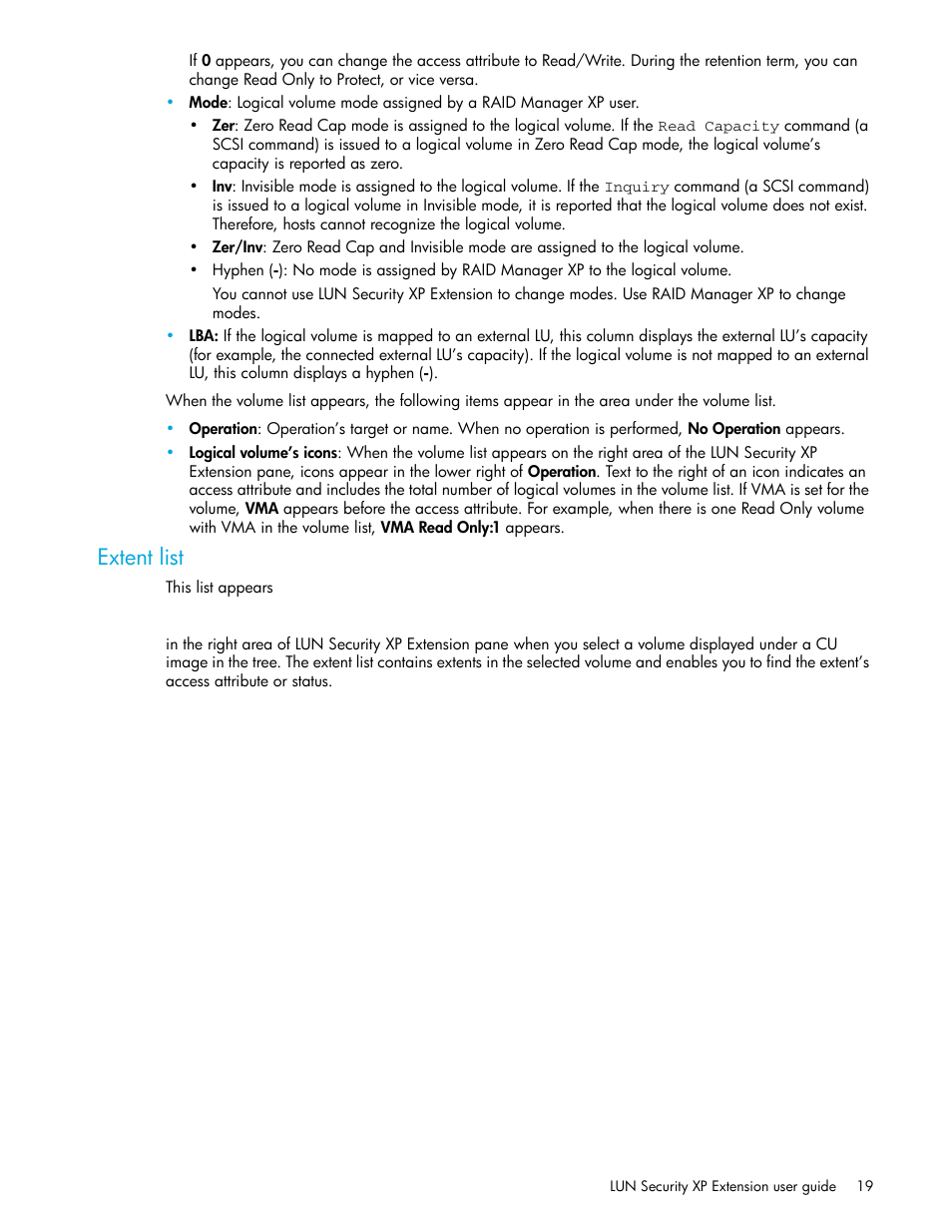 Extent list | HP StorageWorks XP Remote Web Console Software User Manual | Page 19 / 34