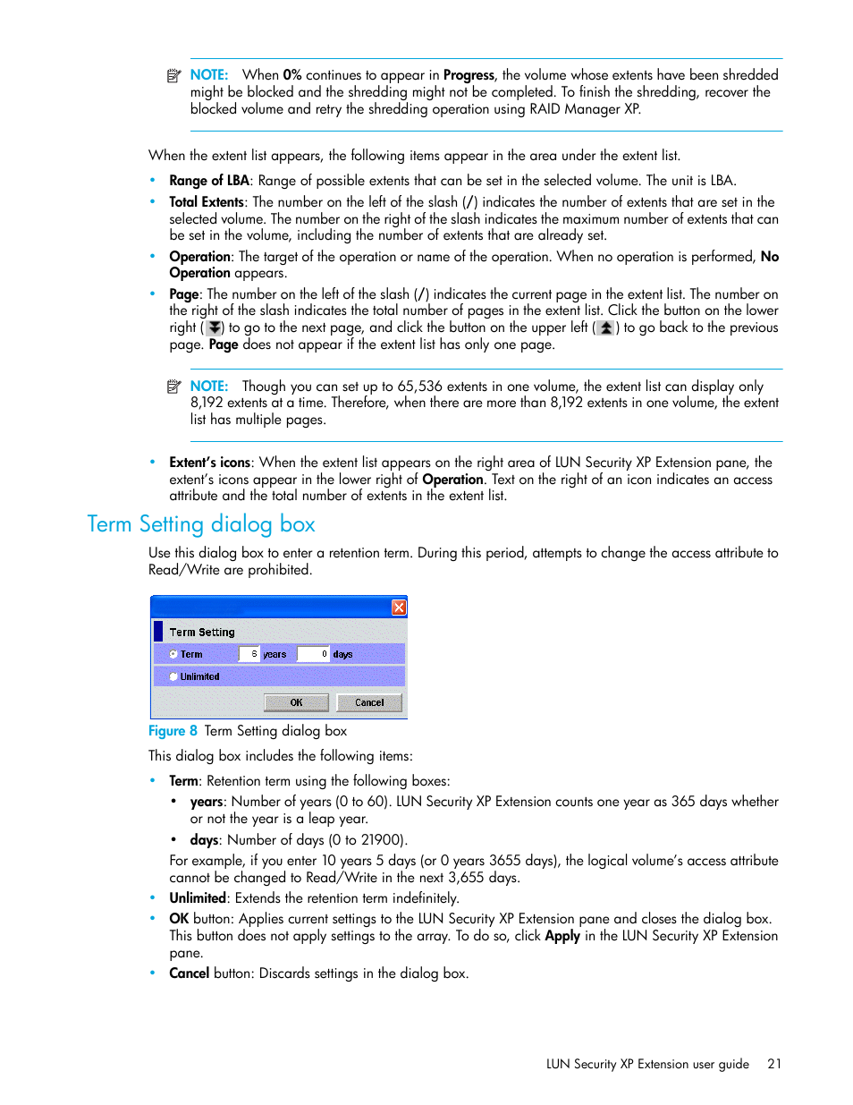 Term setting dialog box, Figure 8 term setting dialog box, 8 term setting dialog box | HP StorageWorks XP Remote Web Console Software User Manual | Page 21 / 34