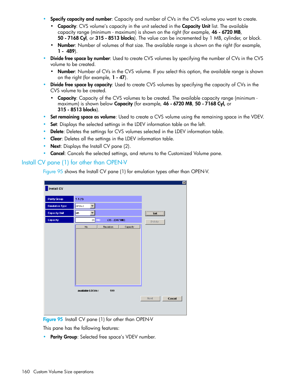 Install cv pane (1) for other than open-v, 95 install cv pane (1) for other than open-v | HP StorageWorks XP Remote Web Console Software User Manual | Page 160 / 198