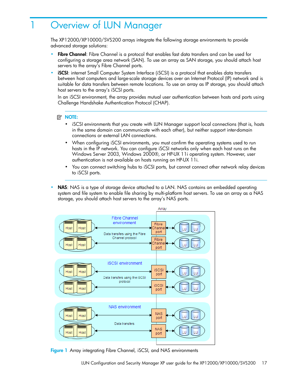 1 overview of lun manager, 1overview of lun manager | HP StorageWorks XP Remote Web Console Software User Manual | Page 17 / 198
