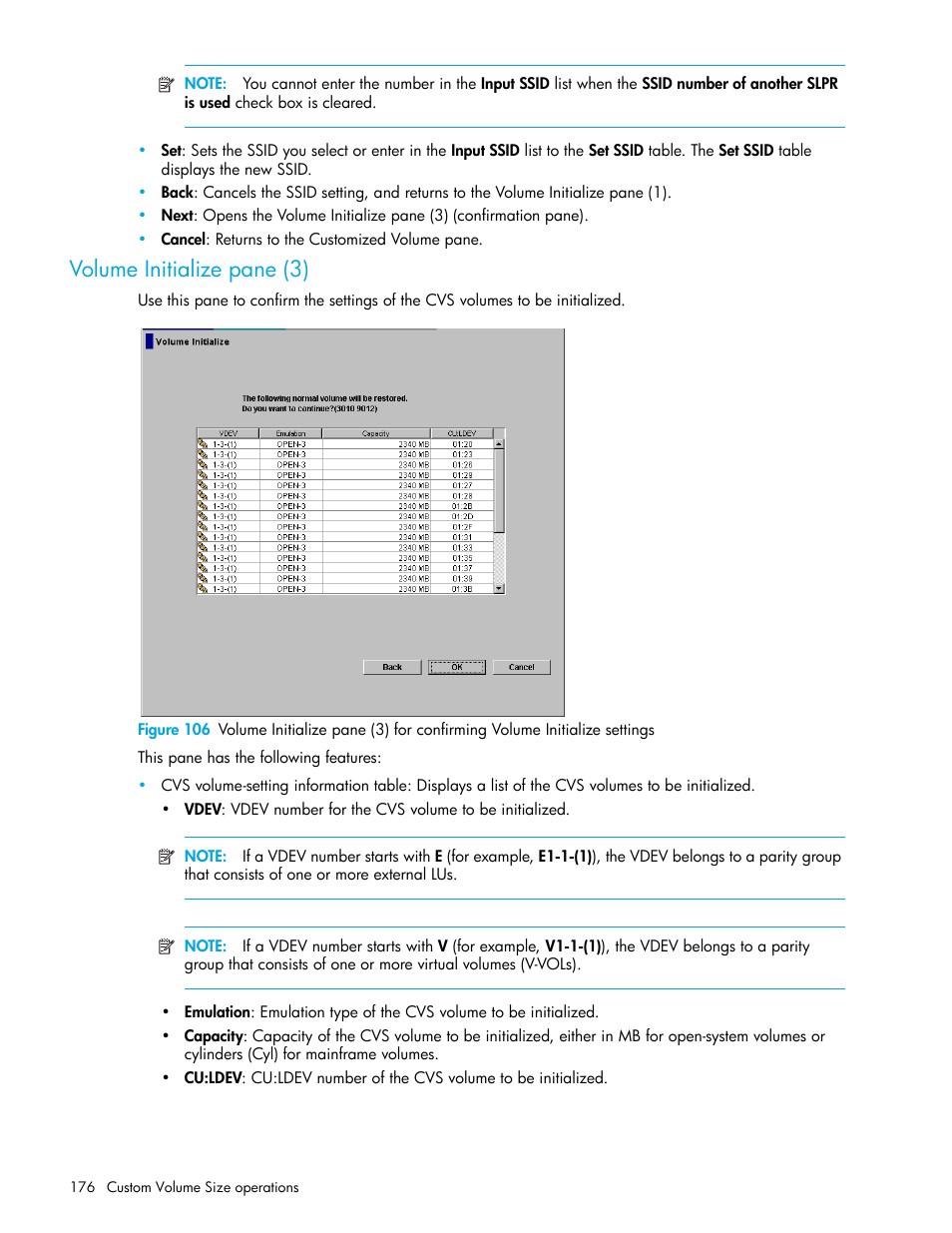 Volume initialize pane (3) | HP StorageWorks XP Remote Web Console Software User Manual | Page 176 / 198