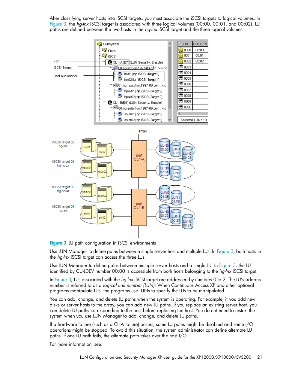 3 lu path configuration in iscsi environments | HP StorageWorks XP Remote Web Console Software User Manual | Page 21 / 198