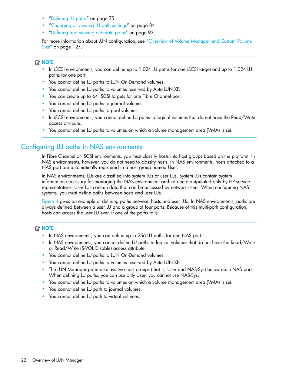 Configuring lu paths in nas environments | HP StorageWorks XP Remote Web Console Software User Manual | Page 22 / 198