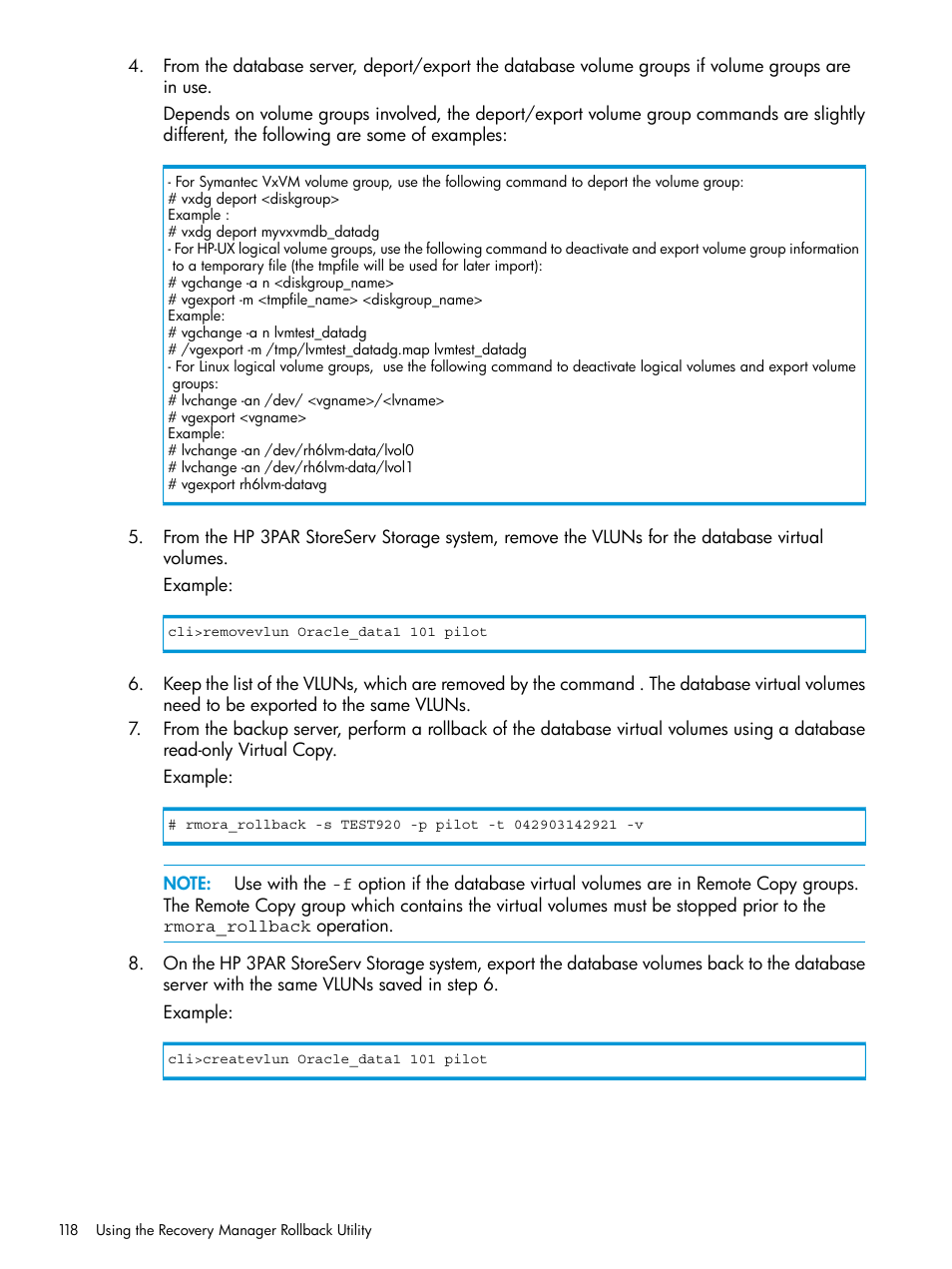 HP 3PAR Application Software Suite for Oracle User Manual | Page 118 / 223