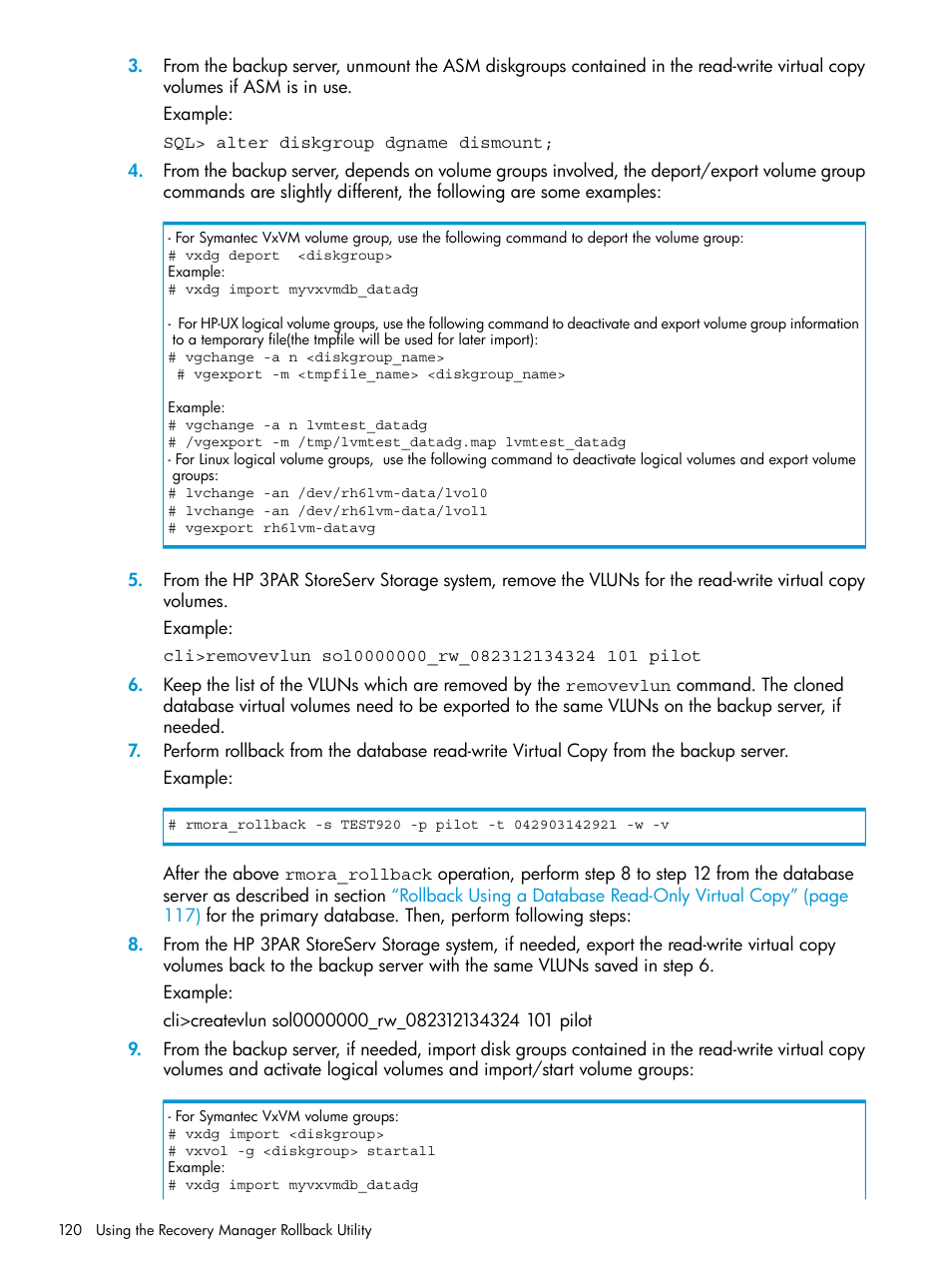 HP 3PAR Application Software Suite for Oracle User Manual | Page 120 / 223