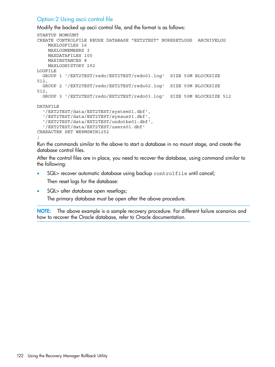 HP 3PAR Application Software Suite for Oracle User Manual | Page 122 / 223