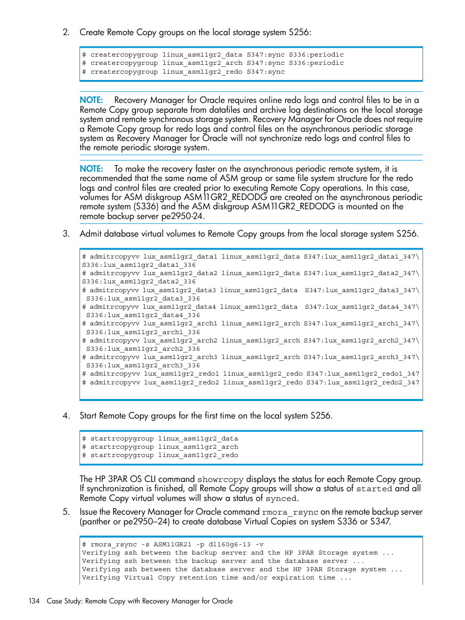 HP 3PAR Application Software Suite for Oracle User Manual | Page 134 / 223