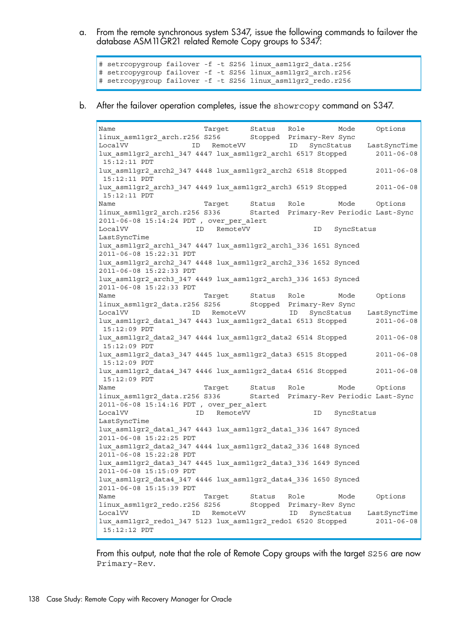 HP 3PAR Application Software Suite for Oracle User Manual | Page 138 / 223