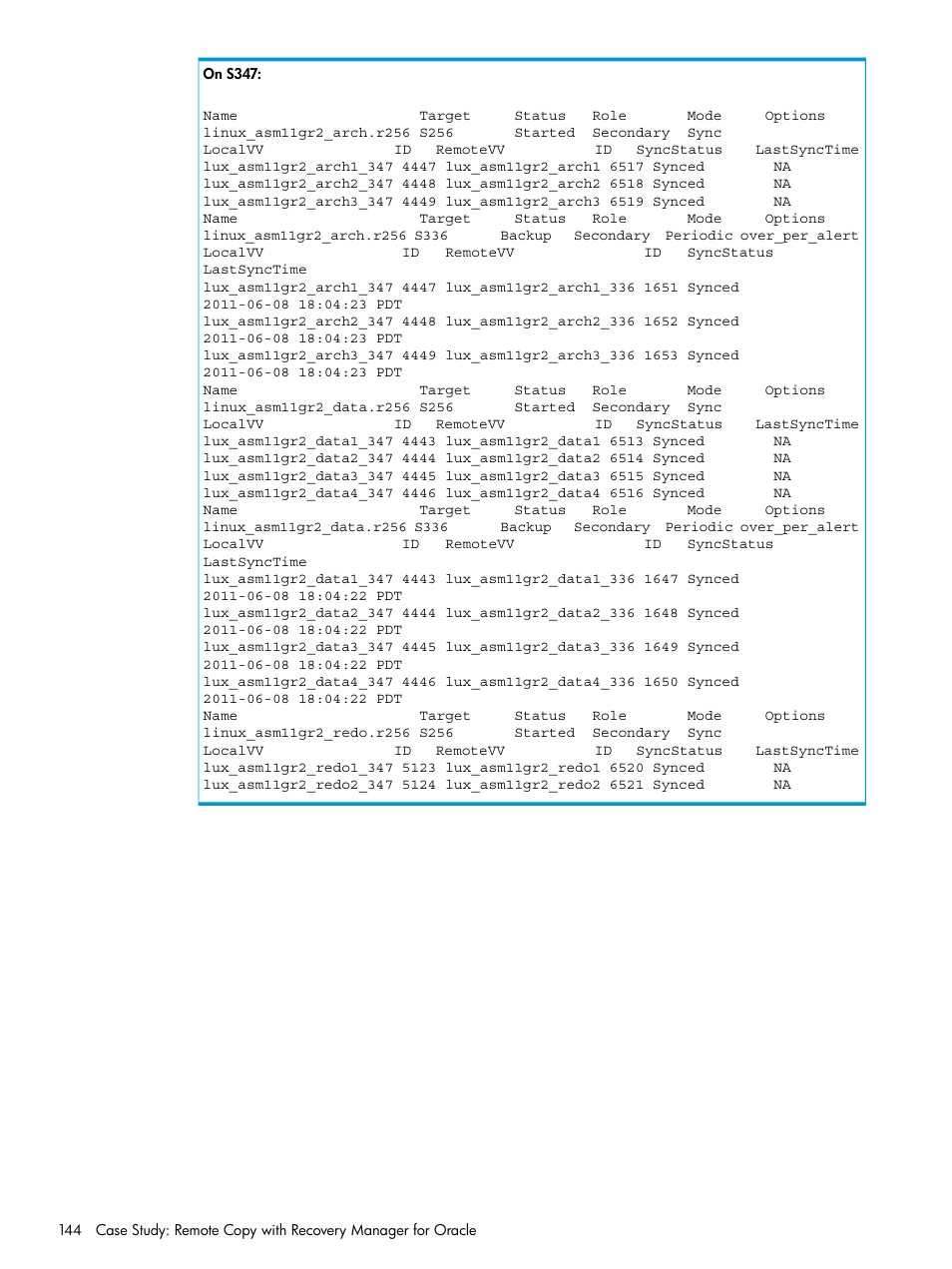 HP 3PAR Application Software Suite for Oracle User Manual | Page 144 / 223