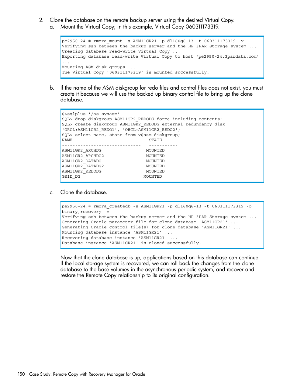 HP 3PAR Application Software Suite for Oracle User Manual | Page 150 / 223