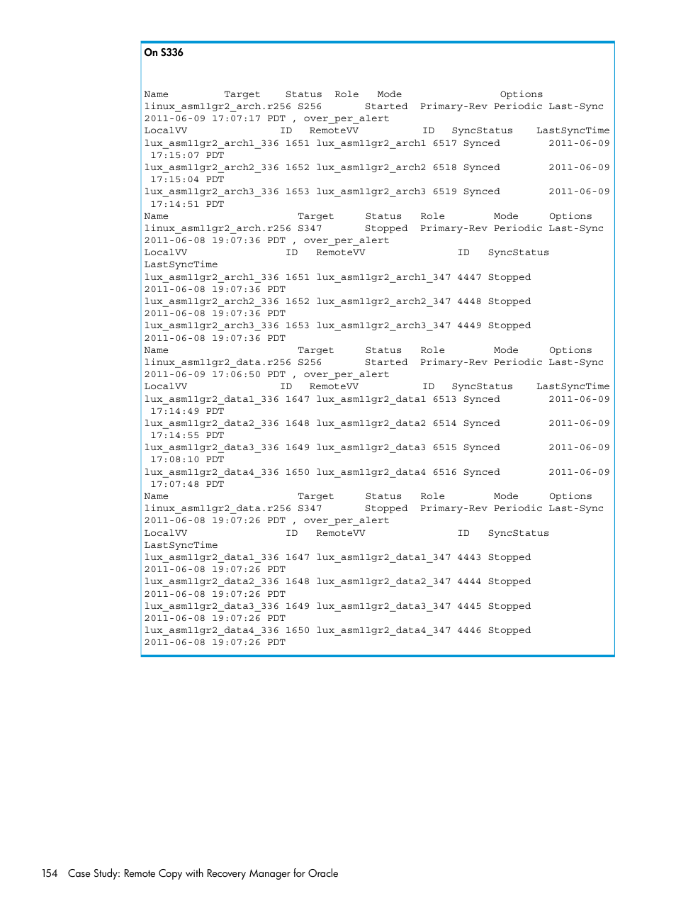 HP 3PAR Application Software Suite for Oracle User Manual | Page 154 / 223