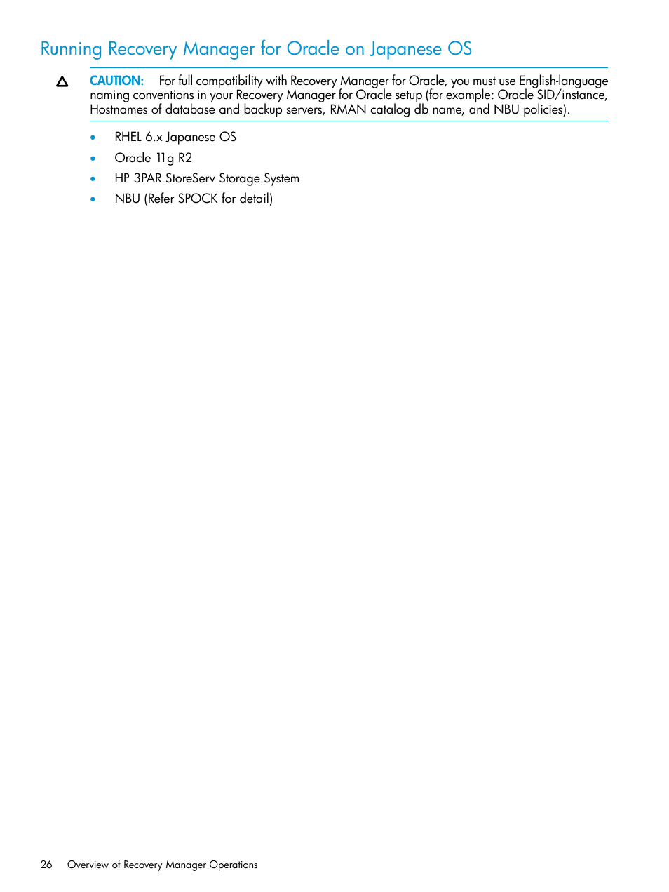 Running recovery manager for oracle on japanese os | HP 3PAR Application Software Suite for Oracle User Manual | Page 26 / 223