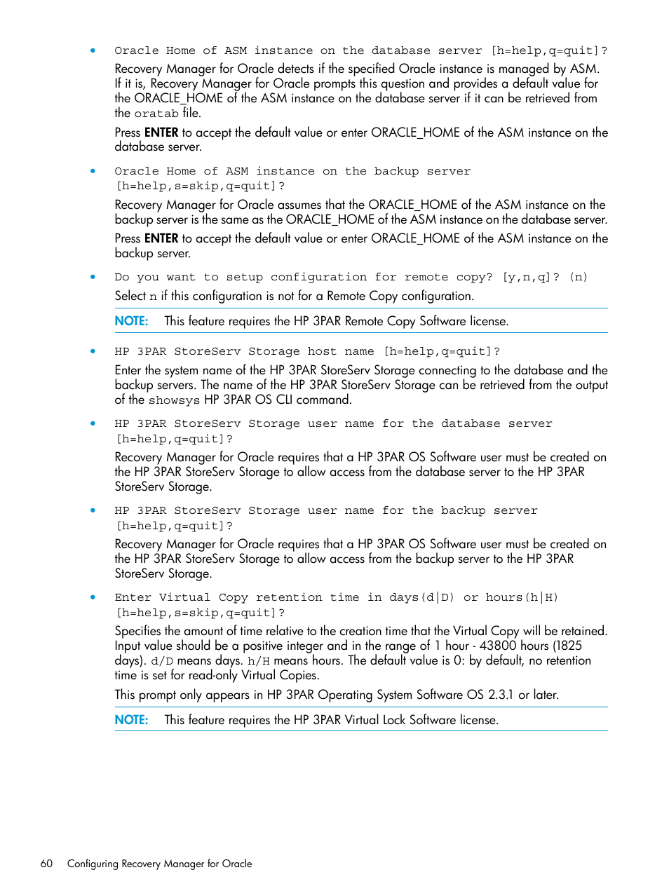 HP 3PAR Application Software Suite for Oracle User Manual | Page 60 / 223