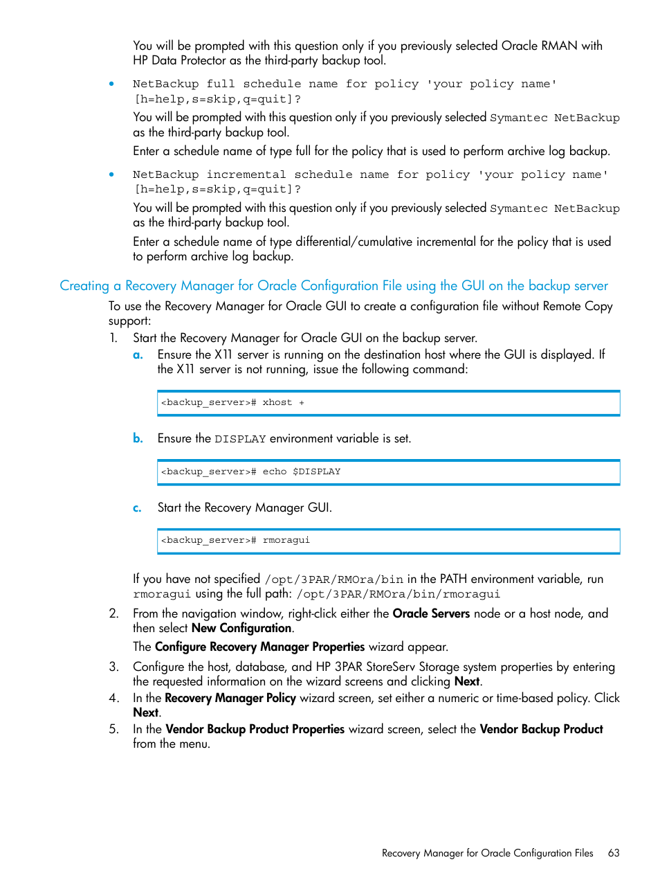 HP 3PAR Application Software Suite for Oracle User Manual | Page 63 / 223