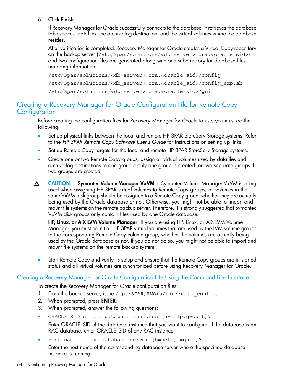 HP 3PAR Application Software Suite for Oracle User Manual | Page 64 / 223