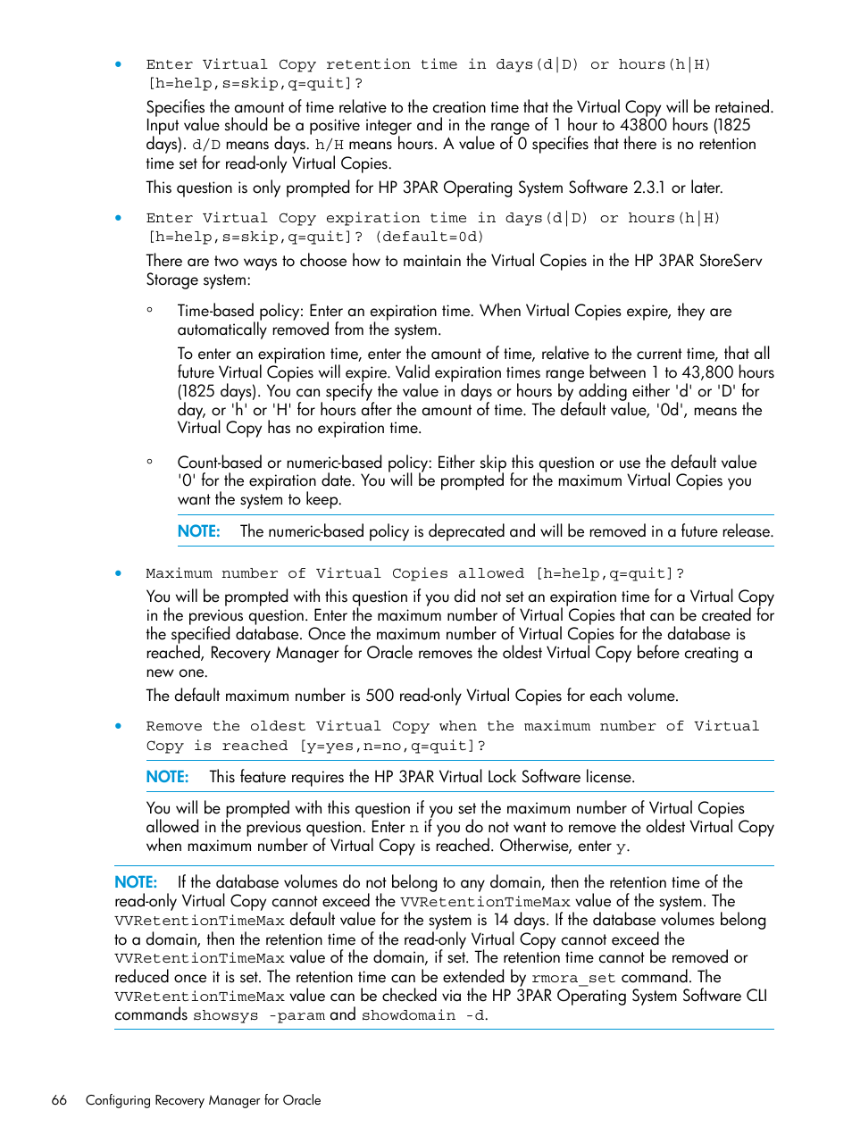 HP 3PAR Application Software Suite for Oracle User Manual | Page 66 / 223