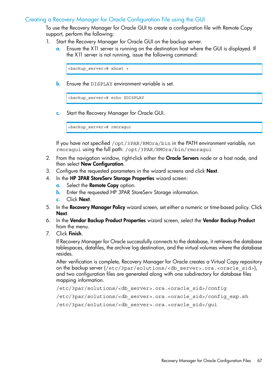 HP 3PAR Application Software Suite for Oracle User Manual | Page 67 / 223