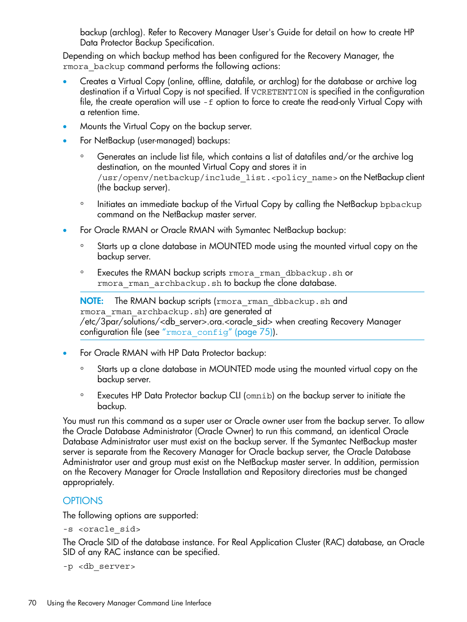 HP 3PAR Application Software Suite for Oracle User Manual | Page 70 / 223